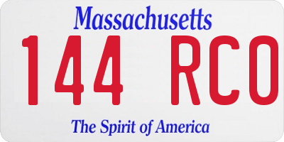 MA license plate 144RC0