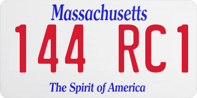 MA license plate 144RC1