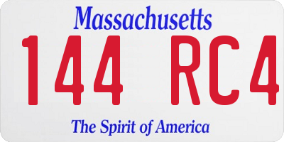 MA license plate 144RC4