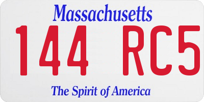MA license plate 144RC5