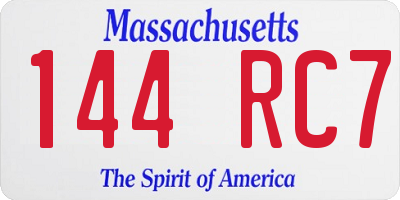 MA license plate 144RC7