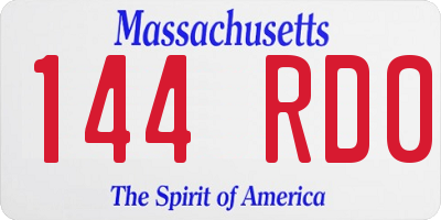 MA license plate 144RD0