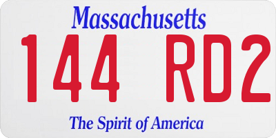MA license plate 144RD2