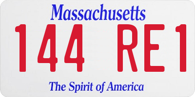 MA license plate 144RE1