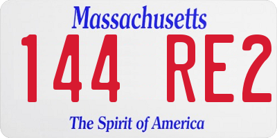 MA license plate 144RE2