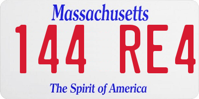 MA license plate 144RE4
