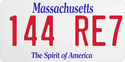 MA license plate 144RE7