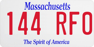 MA license plate 144RF0