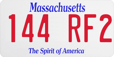 MA license plate 144RF2