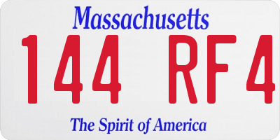 MA license plate 144RF4