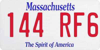 MA license plate 144RF6