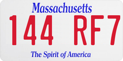 MA license plate 144RF7