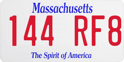 MA license plate 144RF8