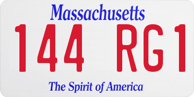MA license plate 144RG1