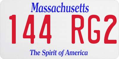 MA license plate 144RG2