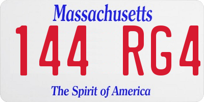 MA license plate 144RG4