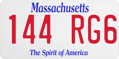 MA license plate 144RG6