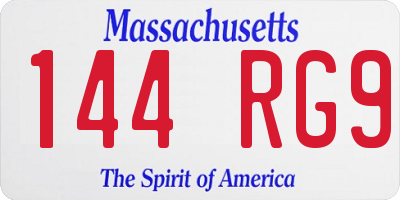MA license plate 144RG9
