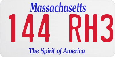 MA license plate 144RH3