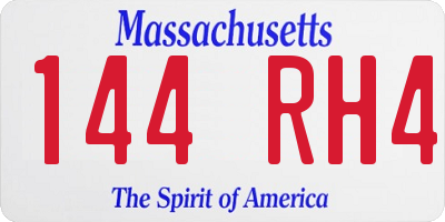 MA license plate 144RH4