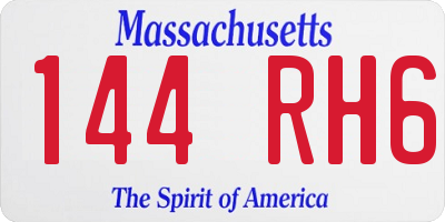MA license plate 144RH6