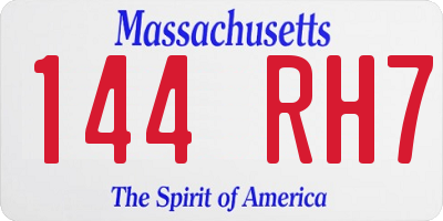 MA license plate 144RH7