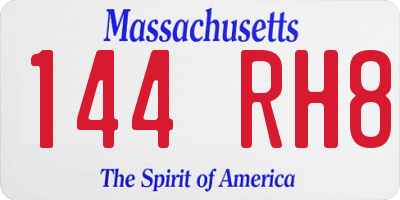 MA license plate 144RH8