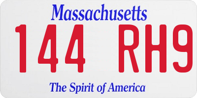 MA license plate 144RH9