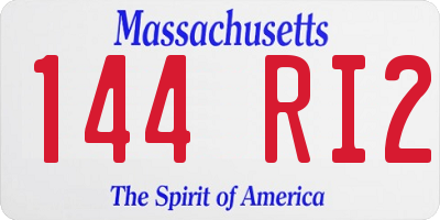 MA license plate 144RI2