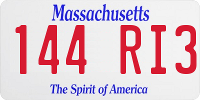 MA license plate 144RI3
