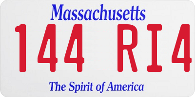 MA license plate 144RI4