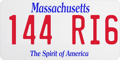 MA license plate 144RI6