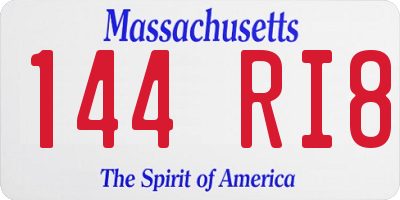MA license plate 144RI8