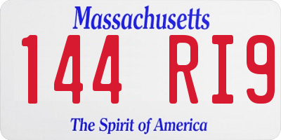 MA license plate 144RI9