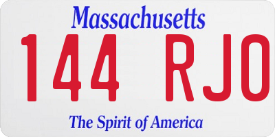 MA license plate 144RJ0