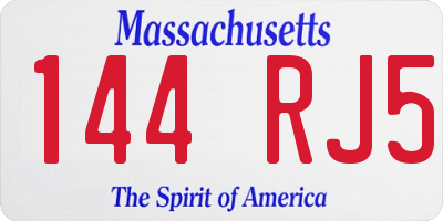 MA license plate 144RJ5