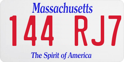 MA license plate 144RJ7