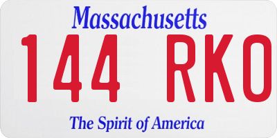 MA license plate 144RK0