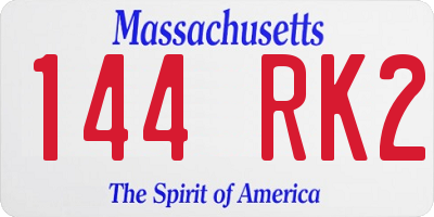 MA license plate 144RK2