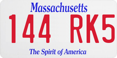 MA license plate 144RK5