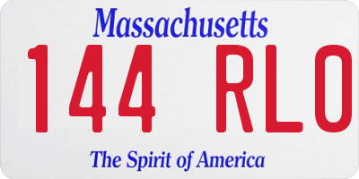 MA license plate 144RL0