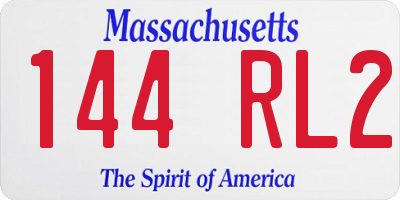 MA license plate 144RL2