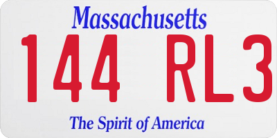MA license plate 144RL3