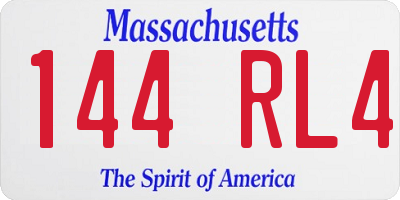 MA license plate 144RL4