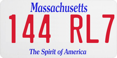 MA license plate 144RL7
