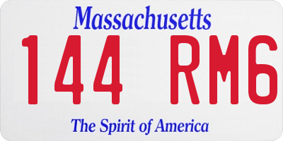 MA license plate 144RM6