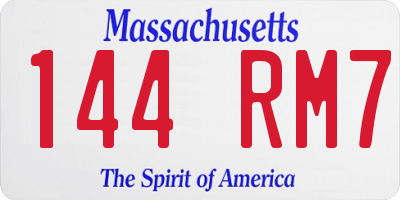 MA license plate 144RM7
