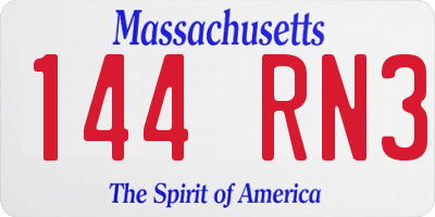 MA license plate 144RN3