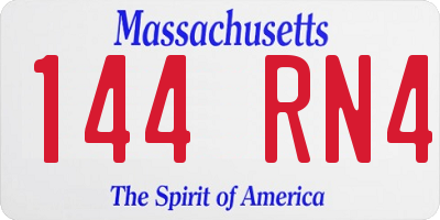 MA license plate 144RN4