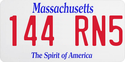 MA license plate 144RN5
